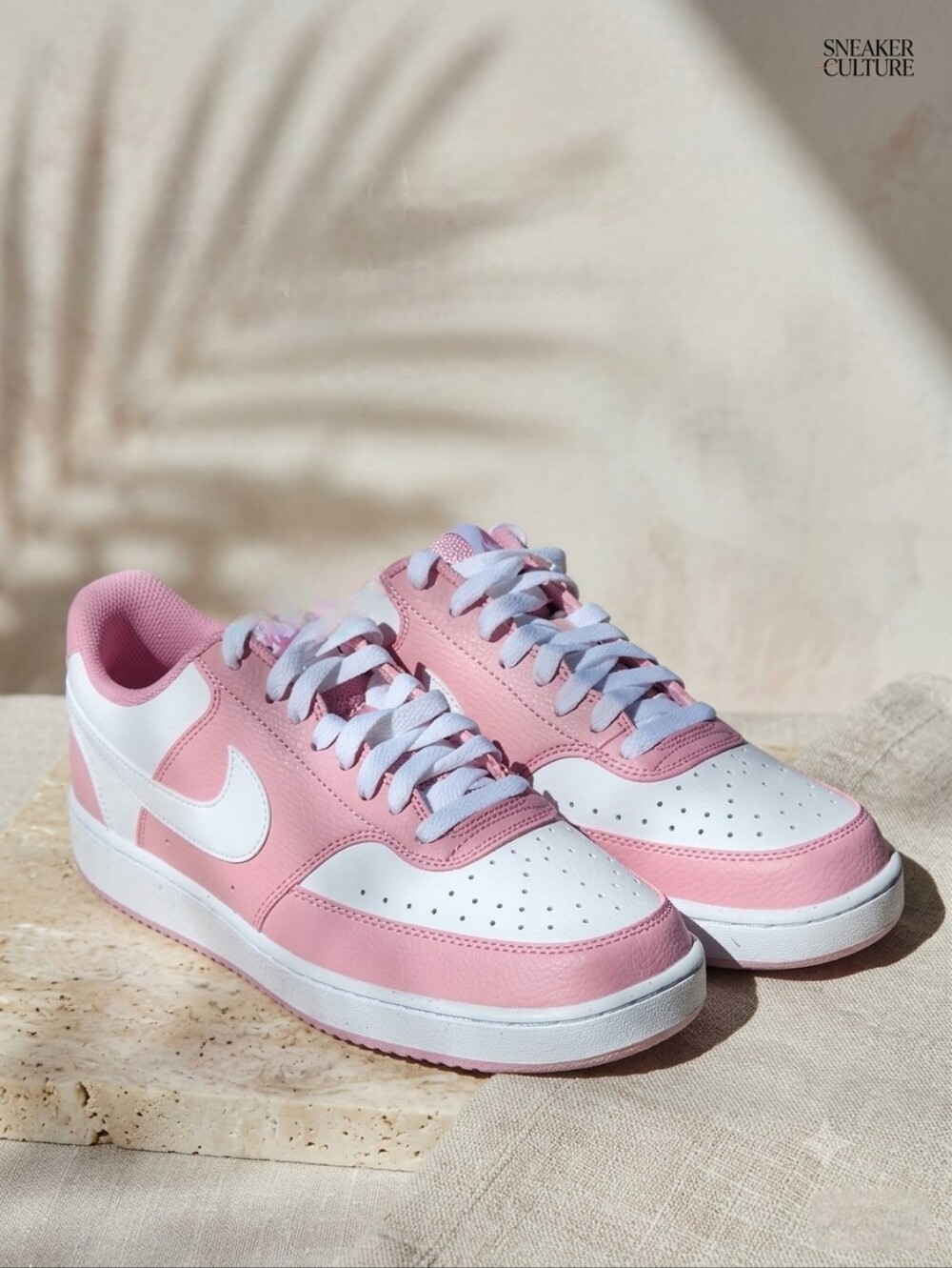 Nike Women’s Pink Court Vision Low Leather Sneakers Size 9
